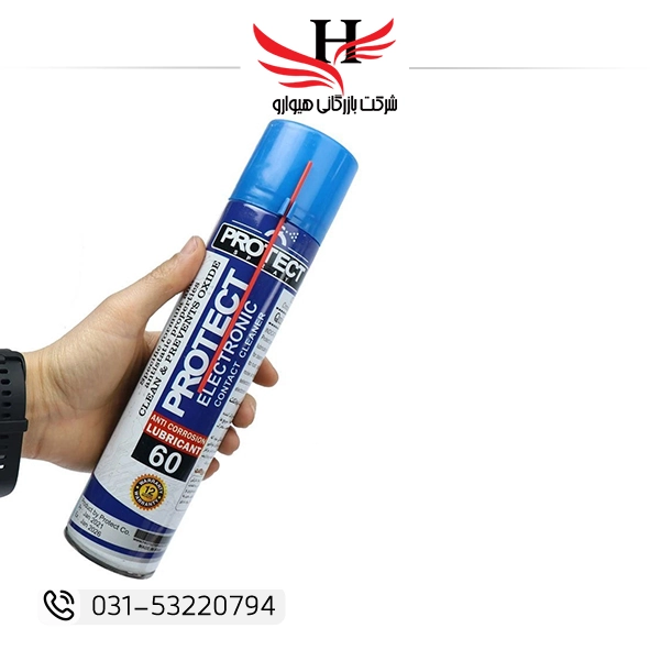 اسپري چرب PROTECT روان‌کننده و محافظ قطعات فلزی با خاصیت ضد زنگ و کاهش اصطکاک، مناسب مصارف صنعتی و خانگی | خرید و پخش عمده اسپري چرب PROTECT از هیوارو شهرضا، اصفهان و تهران